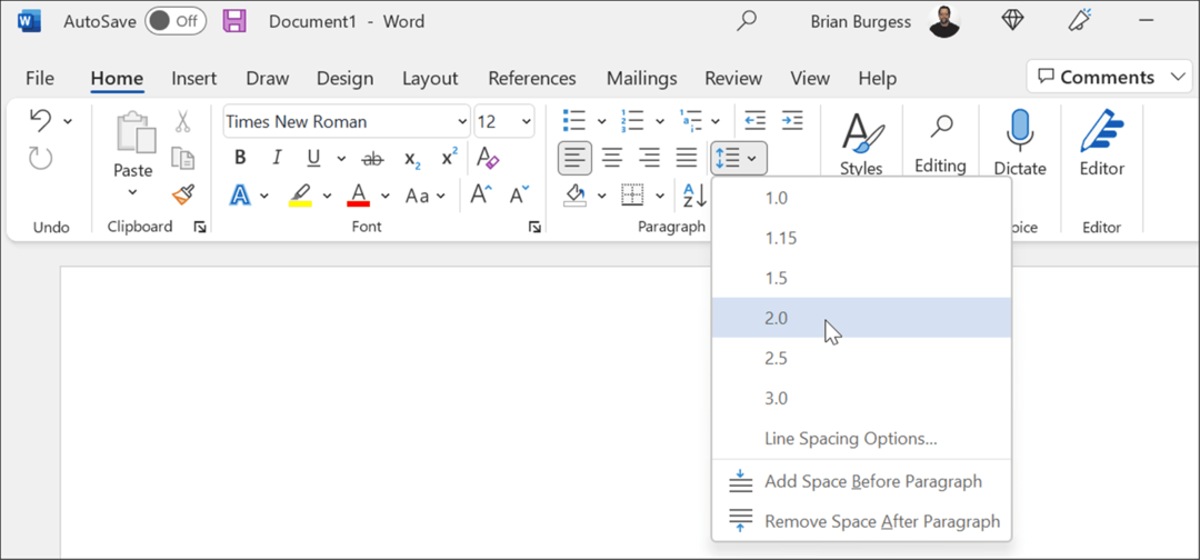 mellemrum brug mla-format i Microsoft Word