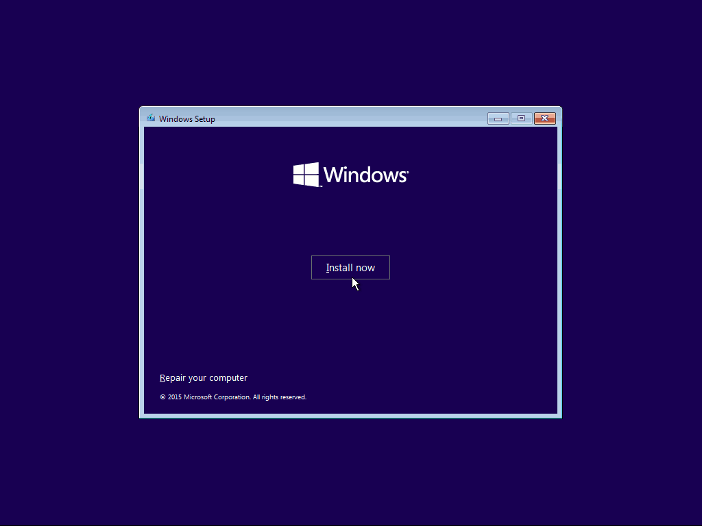 02 Installer nu Windows 10 Rens installation