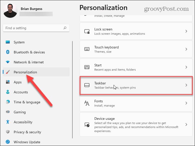 Adgang til menuen Personaliseringsindstillinger i Windows 11
