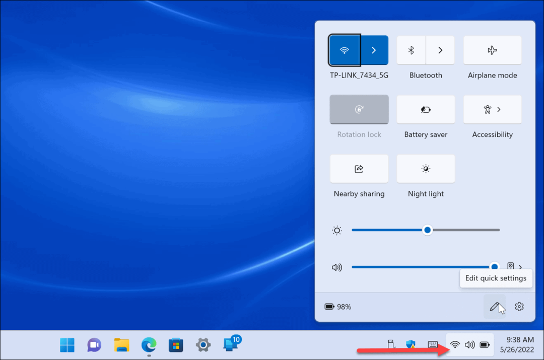 Hurtige indstillinger på Windows 11