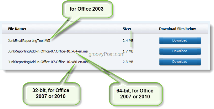 download rapporteringsværktøj for uønsket e-mail til office 2003, office 2007 eller office 2010