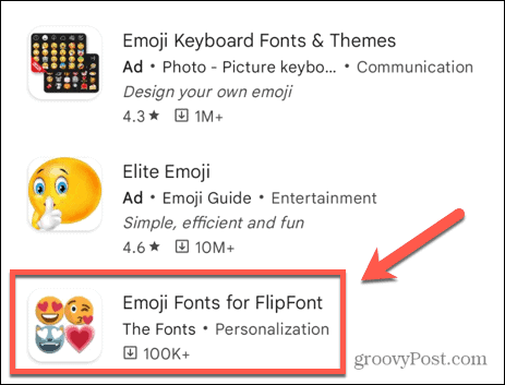emoji-skrifttyper til flipfont-appen
