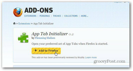 app fanen initializer føje til Firefox