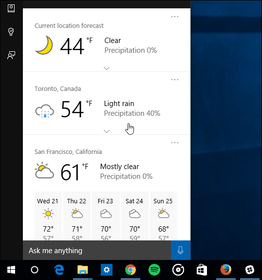 flere byer Cortana Vejret