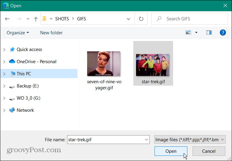 find animeret GIF i File Explorer