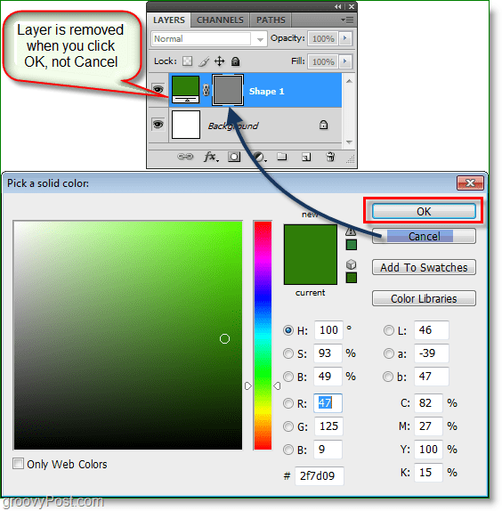 Photoshop Color Picker-skærmbillede -woohoo det fungerer, du kan nu bruge farvevælger-hurtigtaster i Photoshop
