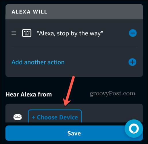alexa app vælg enhed