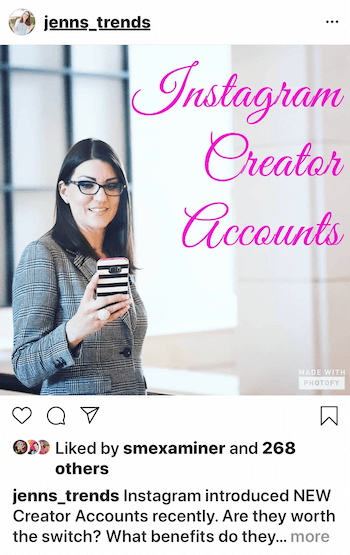 Instagram-forretningsindlæg med tekstoverlay
