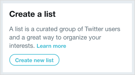 Klik på Opret ny liste, og vælg derefter de brugere, du vil føje til din Twitter-liste.