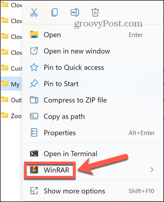 Windows 11 kontekstmenu winrar