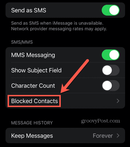 iphone-beskeder blokerede kontakter