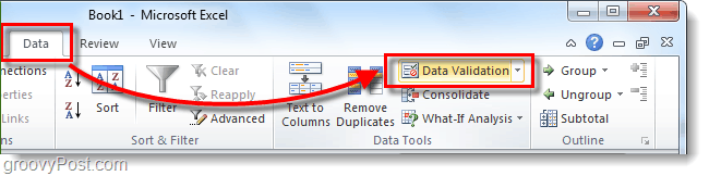 Sådan tilføjes rullelister og datavalidering til Excel 2010-regneark