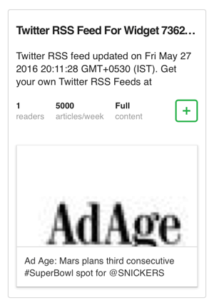 tilføj twitter widget rss feed til feedly
