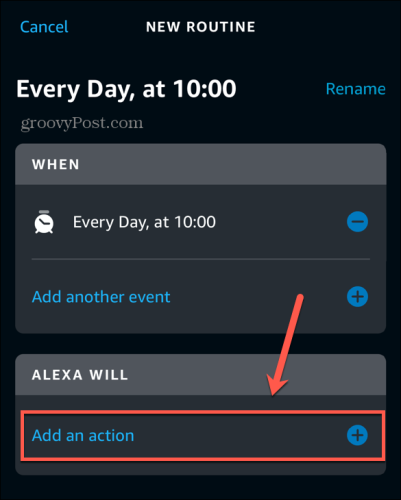 alexa app tilføje handling