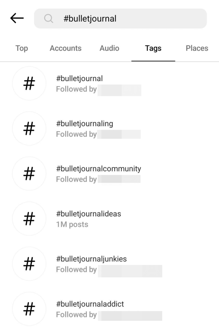 billede af Instagram hashtag-søgning
