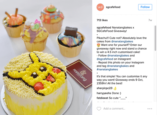 Singapores Café Food fremmede Nanatang Bakes giveaway gennem deres Instagram-konto.