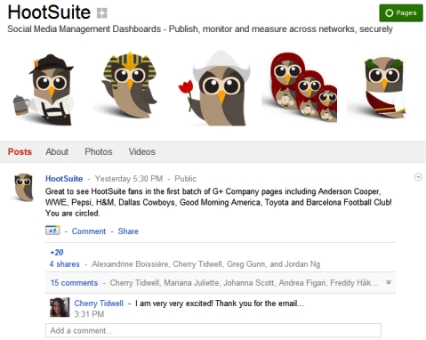 Google+ sider - HootSuite