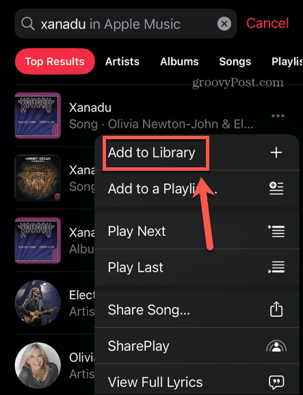 apple music tilføjes til biblioteket