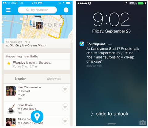 Foursquare nyligt opdateret
