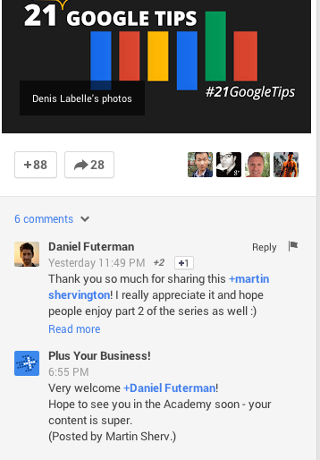 google + post forretningskommentar