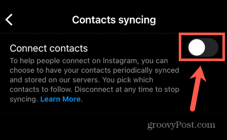 instagram-kontakter synkroniseres fra