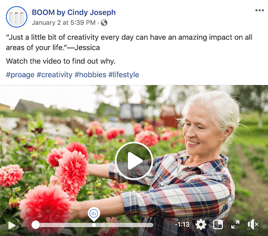 Facebook-videoindlæg til BOOM! af Cindy Joseph