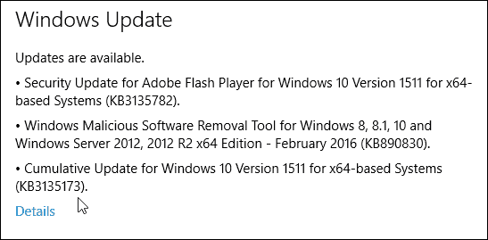 Kumulativ opdatering af Windows 10 KB3135173 Build 10586.104 Nu tilgængelig