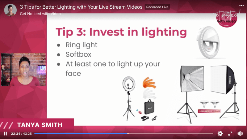 skærmbillede af videobelysningstip til at forbedre dine live stream-udsendelser