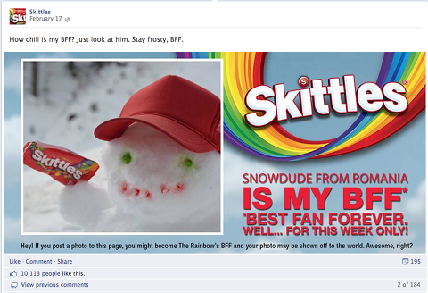 skittles bff post på facebook