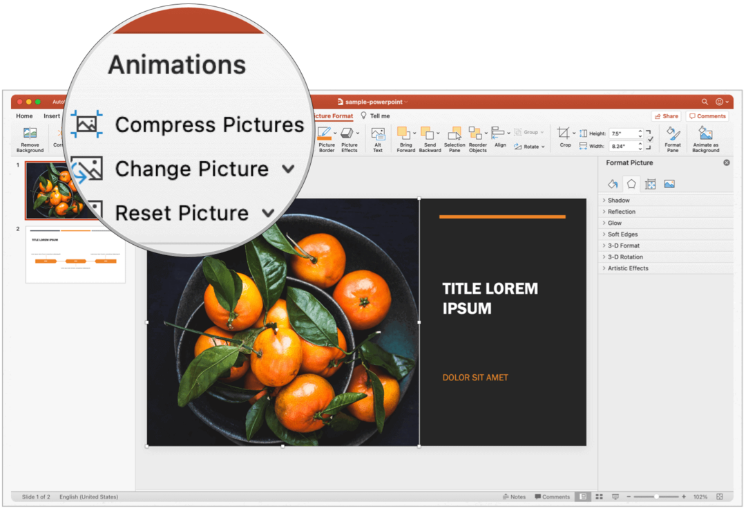 PowerPoint Mac-komprimeringsbilleder