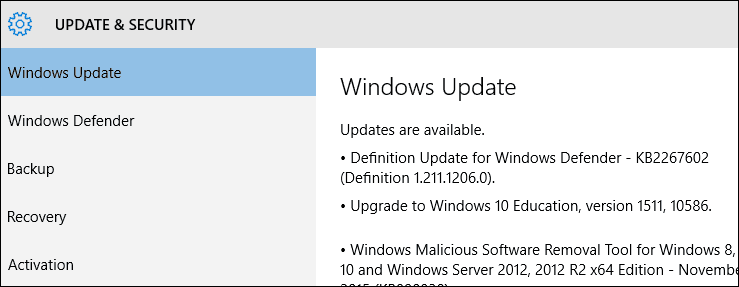 Tving Windows 10-opdatering til at levere november-opdateringen