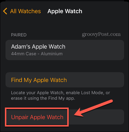 parring af apple watch