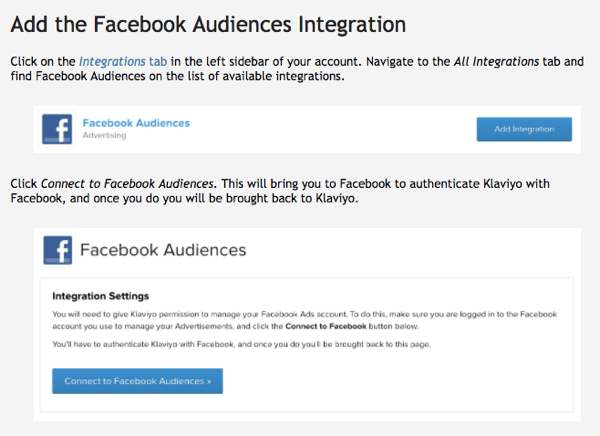 Klaviyos Facebook Audiences-integration er nem at bruge.