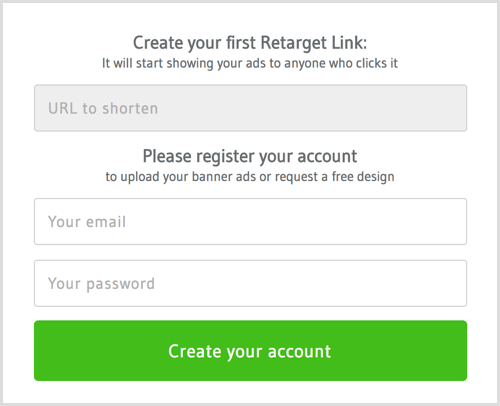 Opret en konto med RetargetLinks.