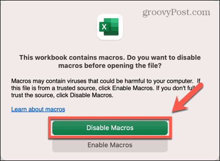 excel deaktiver makroer mac