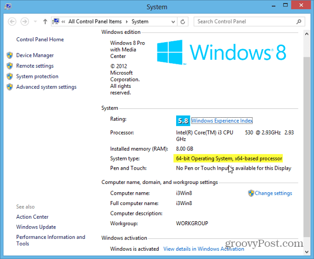 Windows 8-systemtype