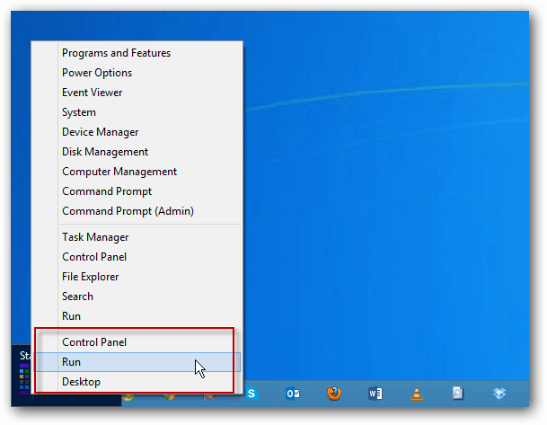 Windows 8 Power Menu-resultater