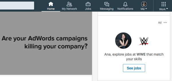 Eksempel på målrettet dynamisk LinkedIn-annonce.
