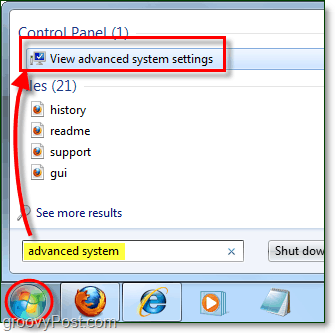 hvordan du får vist avancerede indstillinger for systemydelse i Windows 7