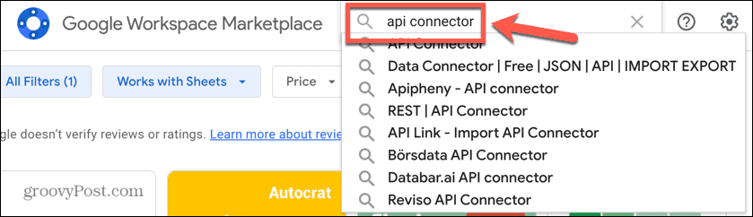 google sheets søgetilføjelser