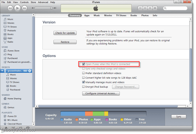 Sådan stoppes iTunes fra automatisk lancering, når du tilslutter din iPhone eller IPod