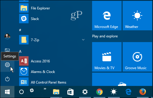 1 Indstillinger Windows 10 Start