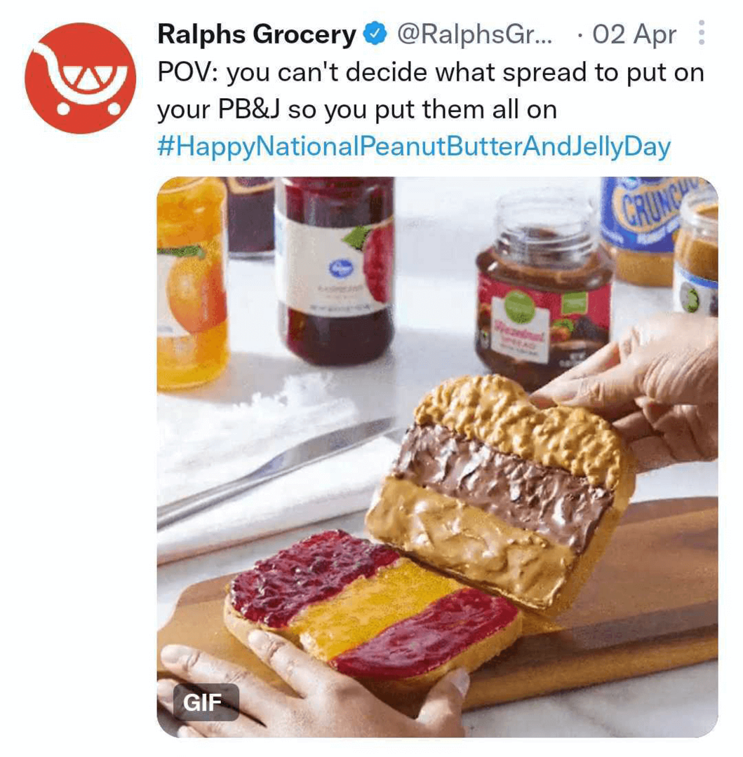 billede af Ralphs Grocery tweet med GIF