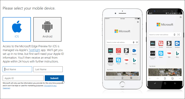 Microsoft Edge-webbrowser kommer til iOS Nu med Android kommer snart
