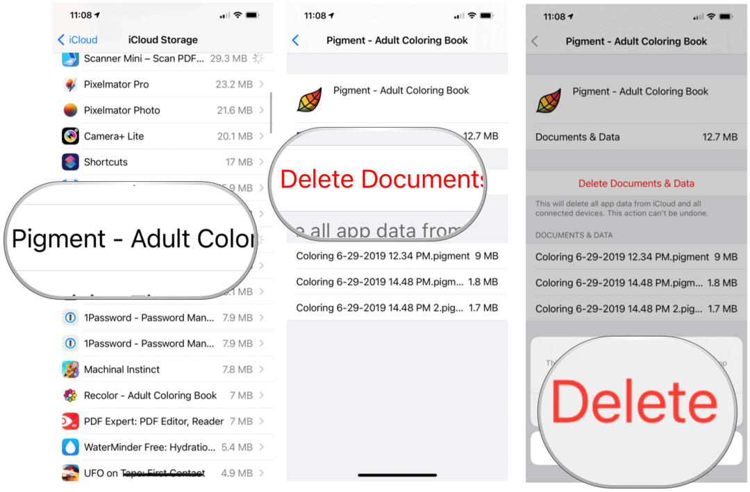 iCloud Storage sletter appfiler