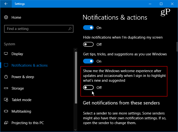 Skjul den irriterende Windows 10-velkomstskærm efter opdateringer