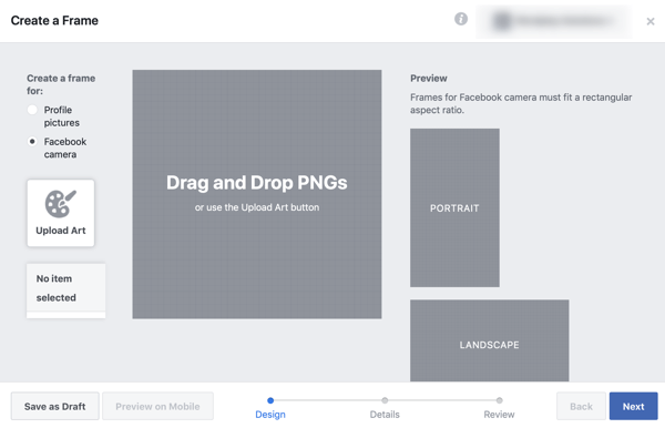 Sådan promoveres din live begivenhed på Facebook, trin 2, opret din ramme i Facebook frame studio