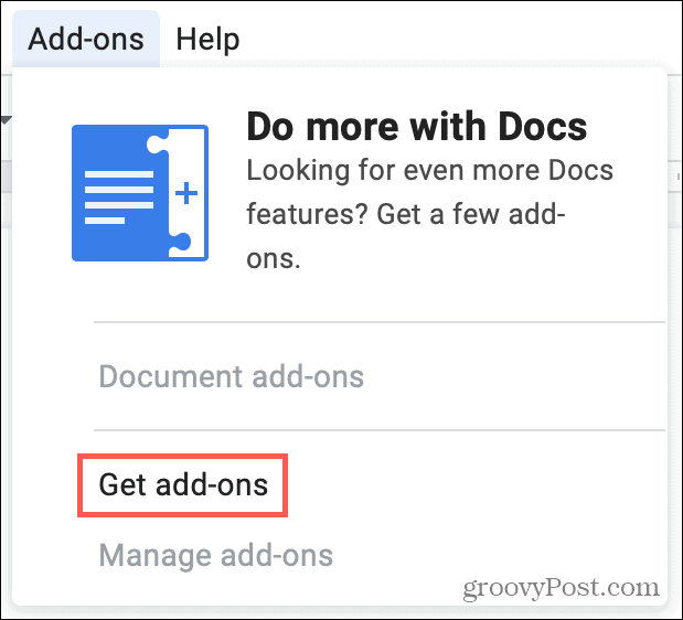 Få tilføjelser i Google Docs