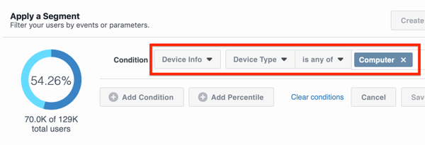 hvordan man anvender segment på Facebook Analytics-data