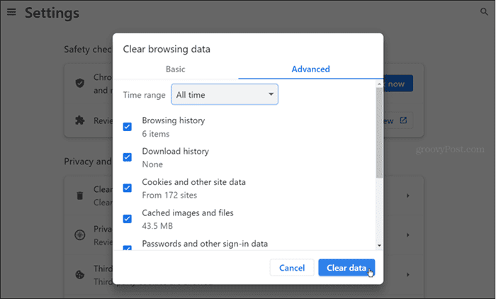 rydde Chrome-browserdata